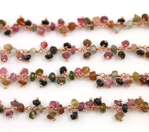 Tourmaline Wire Wrapped Cluster Rosary Chain, (RS-TML-109) - Beadspoint