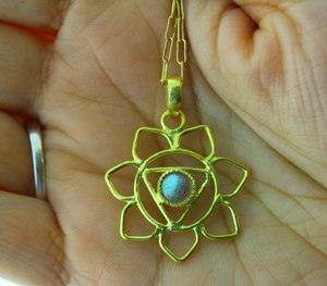 Sterling Silver Lotus Chakra Pendant (SP-5189) - Beadspoint
