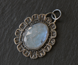 Sterling Silver Aquamarine Pendant, ,  (SP-5201) - Beadspoint