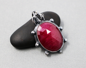 Sterling Silver Ruby  Pendant, (SP-5238) - Beadspoint