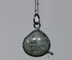 Sterling Silver Labradorite Carved Pendant,  (SP-5252) - Beadspoint