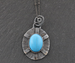 Sterling Silver Turquoise Oval Pendant,  (SP-5255) - Beadspoint
