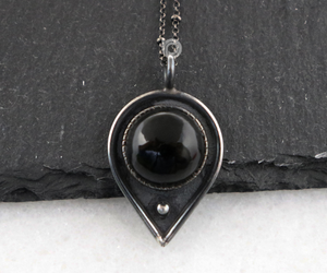 Sterling Silver Black Onyx Pendant, , (SP-5264) - Beadspoint