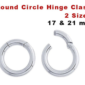 Sterling Silver Round Circle Hinge Clasp, 2 Sizes, (SS/1008)