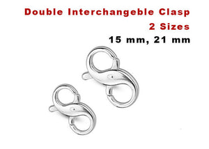 Sterling Silver Double Interchangeable Clasp, (SS/1009)