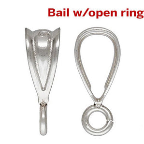 2 Pcs, Sterling Silver Small Bail w/Open Parallel Ring, AT, (SS-1013)