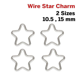 4 Pcs, Sterling Silver Wire Star Charm, Star Jump Ring, CL AT, 2 Sizes, (SS/1025)