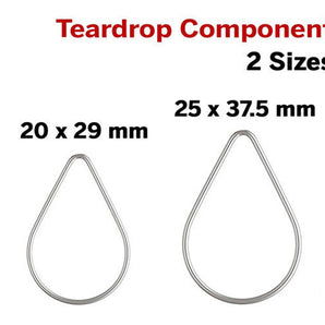 2 Pcs, Sterling Silver Wire Teardrop link, Silver Connector, 2 Sizes, (SS/1026)