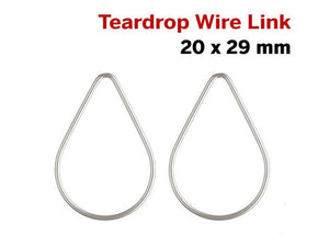2 Pcs, Sterling Silver Wire Teardrop link, 20 x 29 mm, (SS/1026/20)