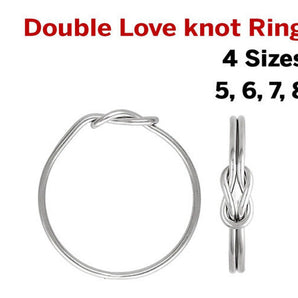 Sterling Silver Double Long Love Knot Ring, 4 Sizes, (SS/1033)