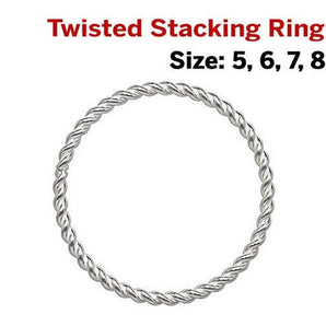 Sterling Silver Twisted Stacking Ring, 4 Sizes, (SS-1034)