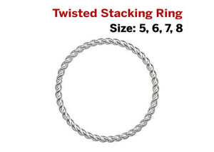 Sterling Silver Twisted Stacking Ring, 4 Sizes, (SS-1034)
