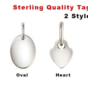 Sterling Silver Quality Tags/Blank Tags, 2 Styles, (SS/1047)