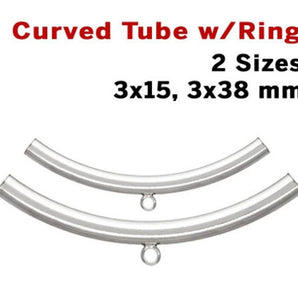 Sterling Silver Curved Tube w/Ring, 2 Sizes, (SS/1645/RNG)