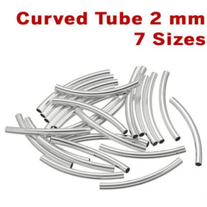 Sterling Silver Curved Tube 2 mm, 7 Sizes, (SS/1645)