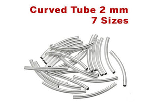 Sterling Silver Curved Tube 2 mm, 7 Sizes, (SS/1645)