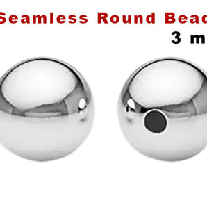 Sterling Silver Seamless Round Beads, 3 mm, (SS/2000/3)