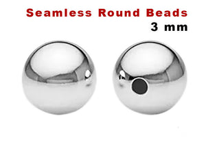 Sterling Silver Seamless Round Beads, 3 mm, (SS/2000/3)