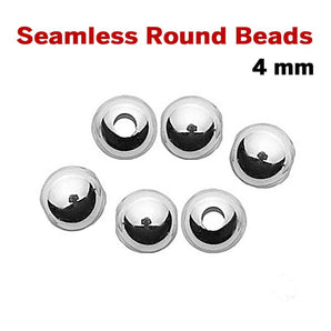 Sterling Silver Seamless Round Beads, 50 Pcs 4 mm, (SS/2000/4)