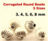 Sterling Silver Corrugated Round Bead, 5 Sizes (SS/2005)