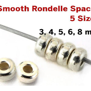 Sterling Silver Smooth Rondelle Spacer, (SS/2019)