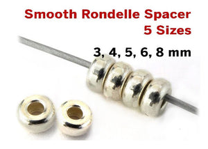 Sterling Silver Smooth Rondelle Spacer, (SS/2019)