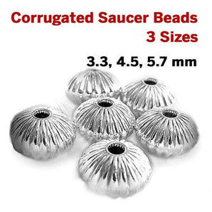 Sterling Silver Corrugated Saucer Beads, 3 Sizes, (SS/2022)