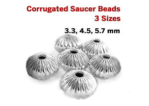Sterling Silver Corrugated Saucer Beads, 3 Sizes, (SS/2022)