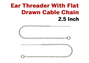 Sterling Silver Earring Threader With Flat Drawn Cable Chain, 2.5 Inch, (SS/502)