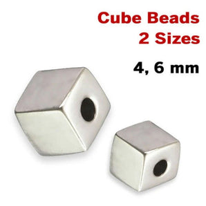 Sterling Silver Cube Beads, 2 Sizes, (SS/685)