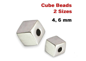 Sterling Silver Cube Beads, 2 Sizes, (SS/685)