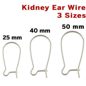 Sterling Silver Kidney Ear Wire, (SS/722)