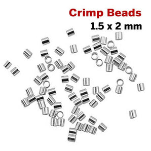 Sterling Silver Crimp Beads, 1.5x2 mm, (SS/752/1.5x2)