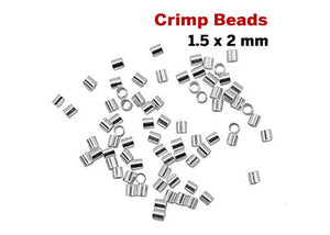 Sterling Silver Crimp Beads, 1.5x2 mm, (SS/752/1.5x2)