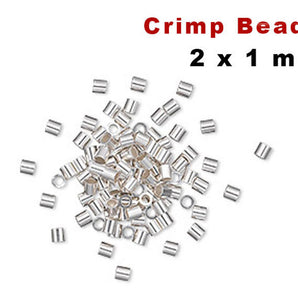 Sterling Silver Crimp Beads, 2x1 mm, (SS/752/2x1)