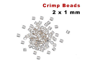 Sterling Silver Crimp Beads, 2x1 mm, (SS/752/2x1)