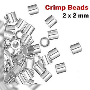 Sterling Silver Crimp Beads, 2x2 mm, (SS/752/2x2)