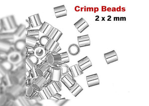 Sterling Silver Crimp Beads, 2x2 mm, (SS/752/2x2)