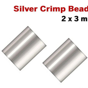 Sterling Silver Crimp Beads, 2x3 mm, (SS/752/2x3)