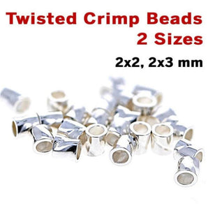 Sterling Silver Twisted Crimp Beads, (SS/752T)