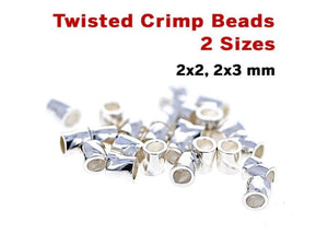 Sterling Silver Twisted Crimp Beads, (SS/752T)