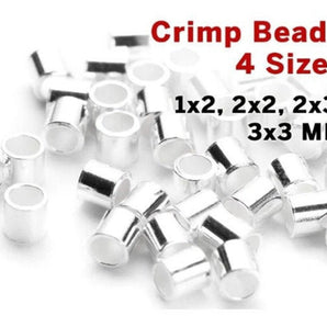 Sterling Silver Crimp Beads, 4 Sizes, (SS/752)