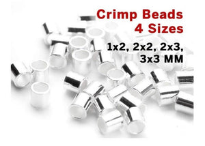 Sterling Silver Crimp Beads, 4 Sizes, (SS/752)