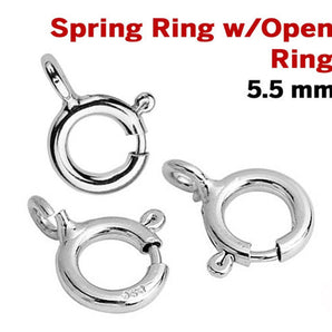 Sterling Silver Spring Ring Clasps, Open Ring Attached,5.5 mm  (SS/840/5.5O)