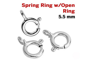 Sterling Silver Spring Ring Clasps, Open Ring Attached,5.5 mm  (SS/840/5.5O)
