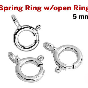 Sterling Silver Spring Ring Clasp, Open Ring Attached, 5 mm, 5 Pcs, (SS/840/5)