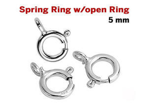 Sterling Silver Spring Ring Clasp, Open Ring Attached, 5 mm, 5 Pcs, (SS/840/5)