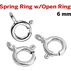 Sterling Silver Spring Ring Clasp, Open Ring Attached,6 mm  (SS/840/6)