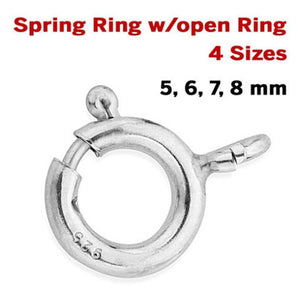 Sterling Silver Spring Ring w/open Ring, 4 Sizes, (SS/840)