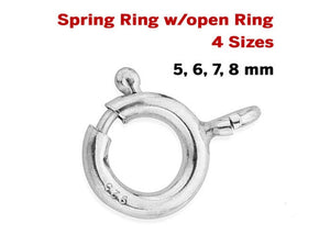 Sterling Silver Spring Ring w/open Ring, 4 Sizes, (SS/840)